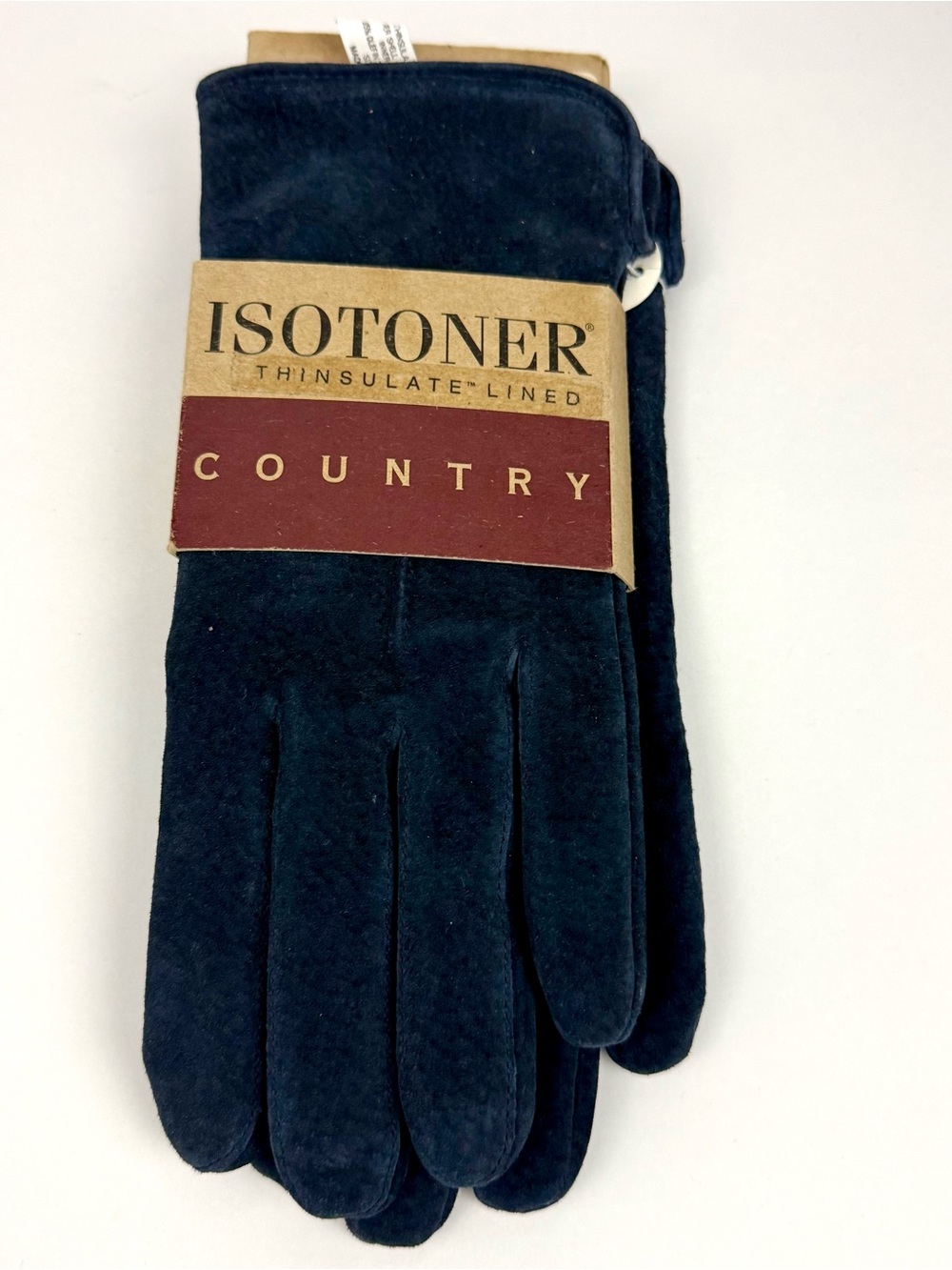 Vintage 90s Isotoner Country Suede Gloves Large Navy Thinsulate NWT
